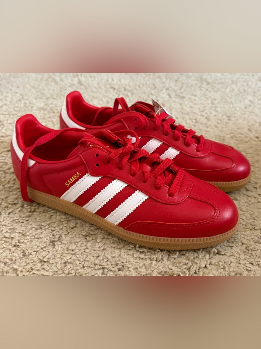 NWT adidas Samba OG Red with White Stripes size W 10